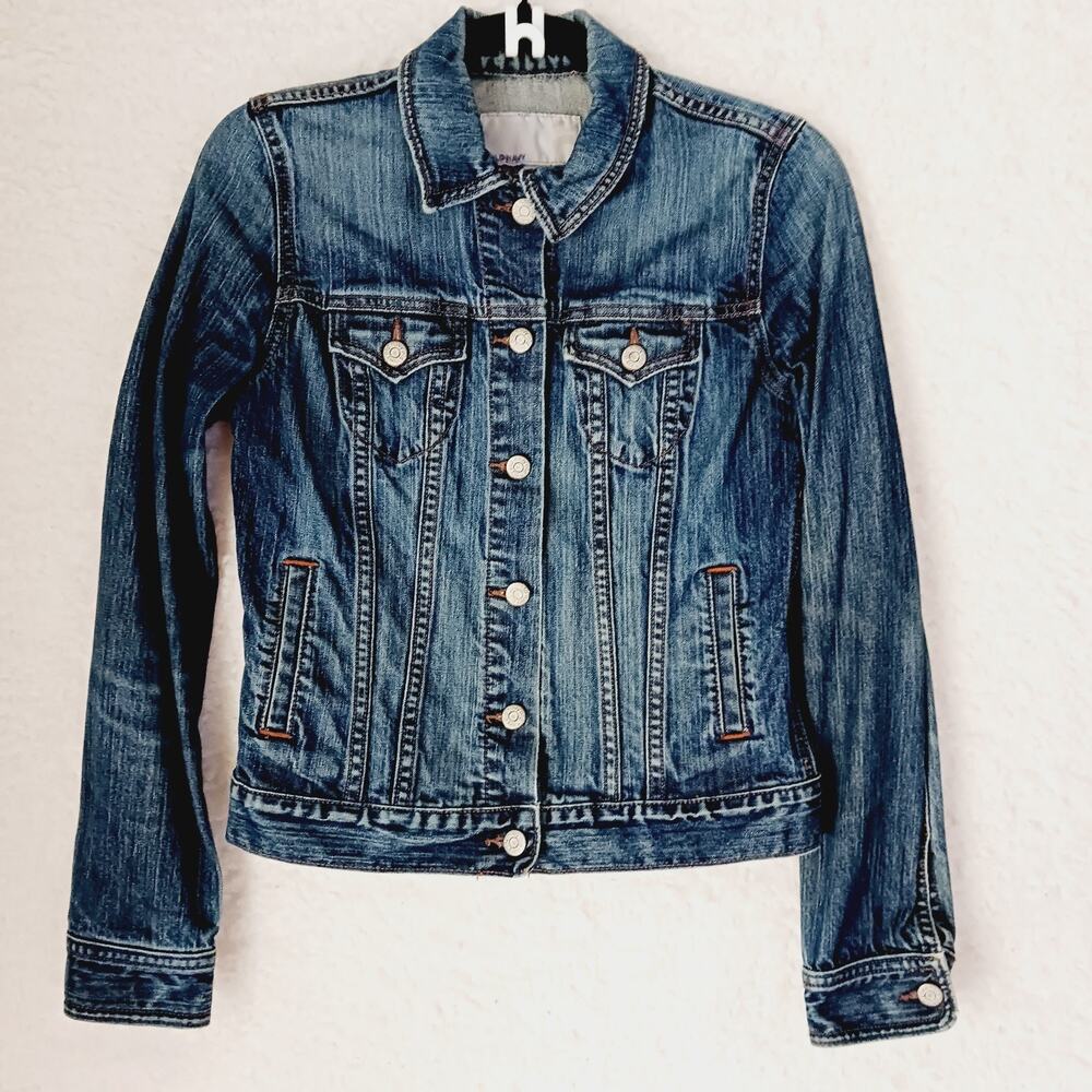Jacket Women Old Navy Jeans Denim Pockets Bomber Blue Adjustable Back Size S